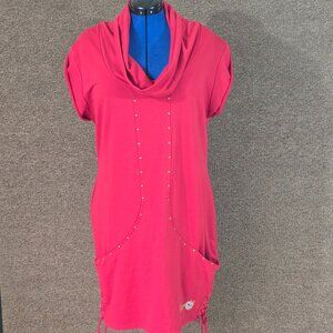 Apple Bottoms Vintage Y2K Cowl Neck Dress Red Sz 1XL PreOwned FLAW